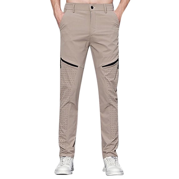 Sweatpants Men, Quick Dry Hiking Pants for Mens Water Resistant Outdoor Pants Button Stretchy Workout Running Sweatpants Khaki 30