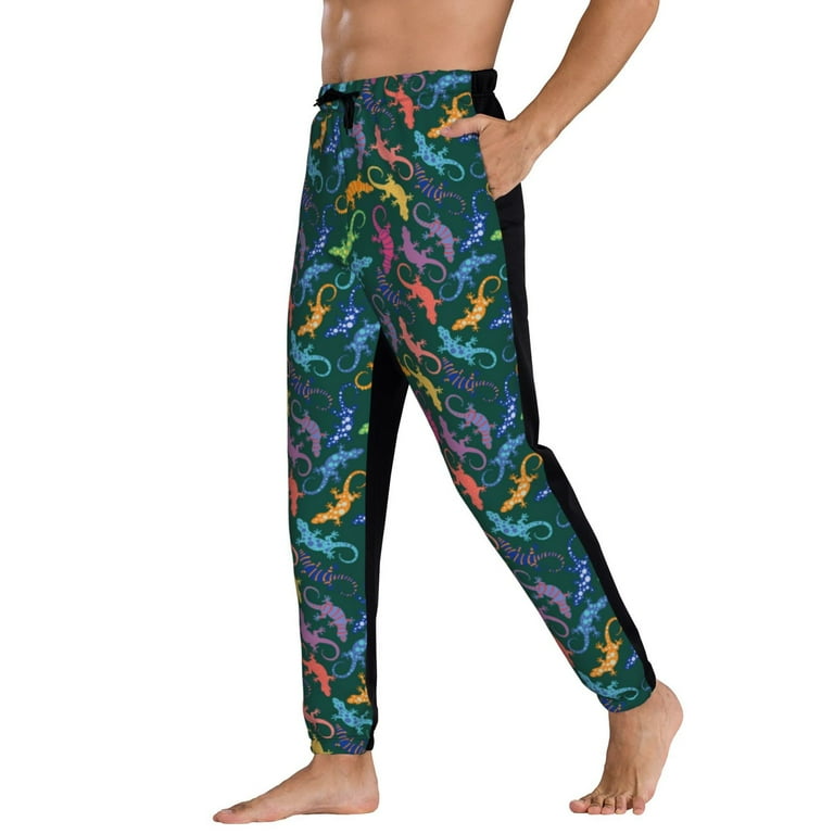 Sweatpants for Men Tropical Lizard Gecko Colorful Adjustable Elastic Band Mens Joggers With Pockets Athletic Gym Workout Casual Track Pants for Men