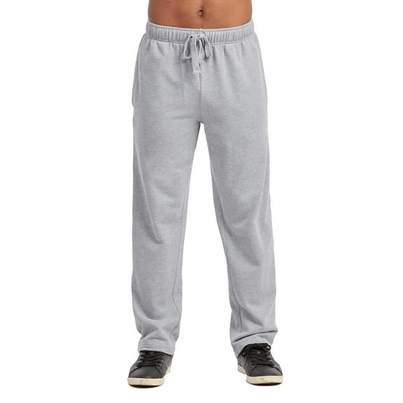 Sweatpants - Men's Active Stretch Open Bottom Terry Sweatpants with Pockets XL, Heather Grey