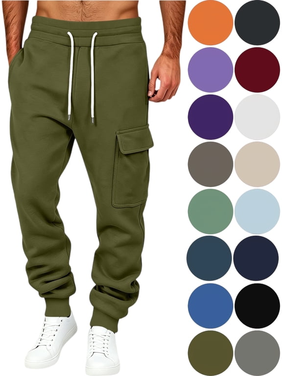 Sweatpants Men with Pockets Outdoo Men's Summer Casual Elastic Waist Drawstring Straight Pocket Breathable Pants