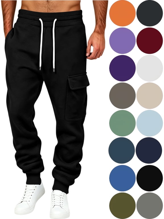 Sweatpants Men with Pockets Outdoo Men's Summer Casual Elastic Waist Drawstring Straight Pocket Breathable Pants