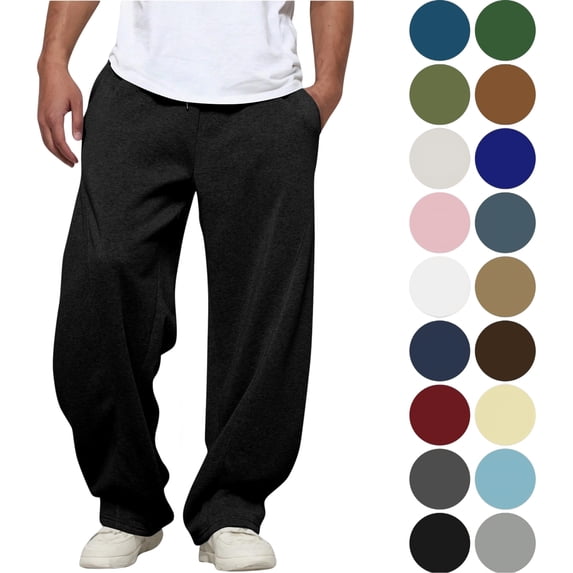 Sweatpants Men with Pockets Outdoor Running Jogger Pants Elastic Waist Drawstring Workout Casual Sweatpants Foot Binding Sweatpants