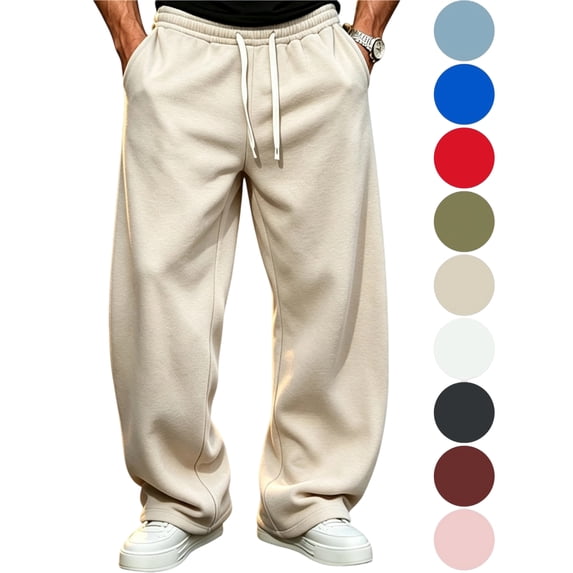 Sweatpants Men with Pockets Outdoor Running Jogger Pants Men's Casual Holiday Drawstring Solid Color Elastic Waist Pants