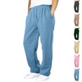 thumbnail image 1 of Sweatpants Mens Open Bottom Drawstring Outdoor Hiking Pants Casual Track Jogging, Blue M, 1 of 7