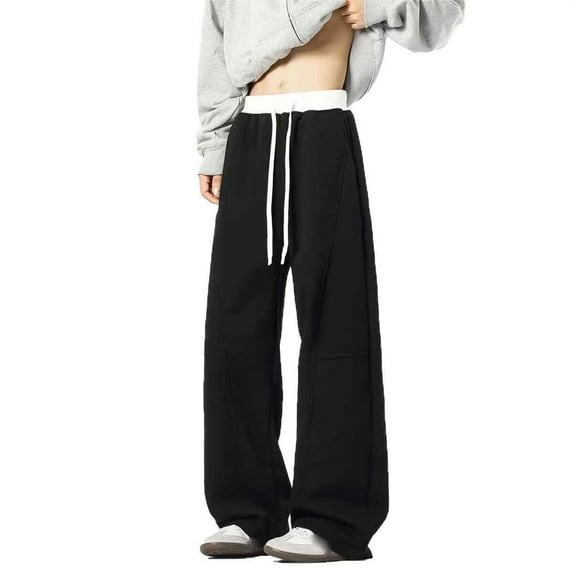 Sweatpants,Mens Pants Wide Leg Straight Leg Casual Heavyweight Trousers for Couple Fashion,Cargo Sweatpants for Men,04 Black,XL