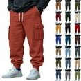thumbnail image 1 of Men Sweatpants Pants Sports Pocket Solid Elastic Waist Drawstring Straight Pants, 1 of 9
