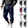 thumbnail image 1 of Sweatpants Pants for Men Sports Leisure Solid Color Elastic Waist Drawstring Straight Long Pants with Pocket, 1 of 8