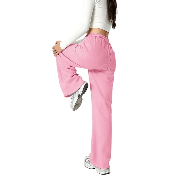 Sweatpants Pink Pants Toddler Drawstring Pants with Pockets Girls Solid Pants Kids Spring Fall Pants 8-9 Years