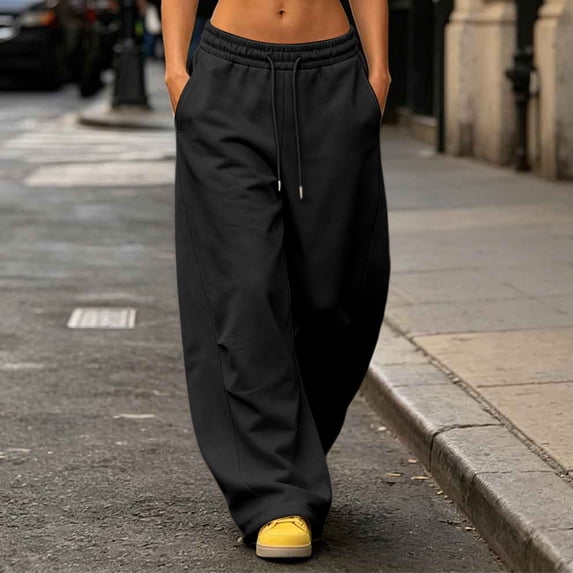 Jaunzuar Workout Pants Women High Waisted Drawstring Sweatpants Running Athletic Gym Pants with Pockets