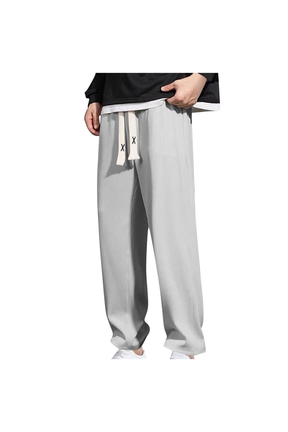 Men's Drawstring Elastic Waist Baggy Sweatpants Y2K Loose Wide Leg Long Pants with Pocket Baggy Jogger Trousers