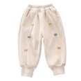 thumbnail image 1 of Sweatpants for Toddler Girls 3t-4t Solid Cute Daily Wearing Pants Loose Fit Lined Athletic Pants Y2k Preppy Pants with Slant Pockets,A1-Beige,12-18 Months, 1 of 3