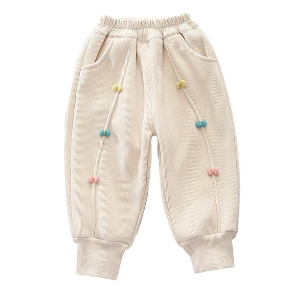 Sweatpants for Toddler Girls 3t-4t Solid Cute Daily Wearing Pants Loose Fit Lined Athletic Pants Y2k Preppy Pants with Slant Pockets,A1-Beige,3-4 Years