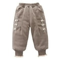 thumbnail image 1 of Sweatpants for Toddler Girls 3t-4t Solid Cute Daily Wearing Pants Loose Fit Lined Athletic Pants Y2k Preppy Pants with Slant Pockets,A2-Brown,6-12 Months, 1 of 3