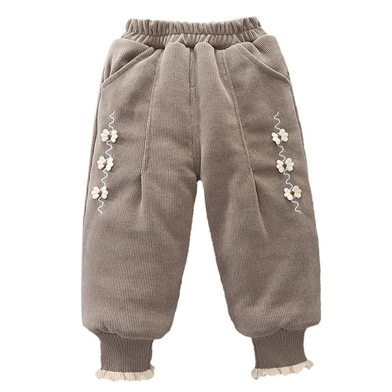 Sweatpants for Toddler Girls 3t-4t Solid Cute Daily Wearing Pants Loose Fit Lined Athletic Pants Y2k Preppy Pants with Slant Pockets,A2-Brown,6-12 Months