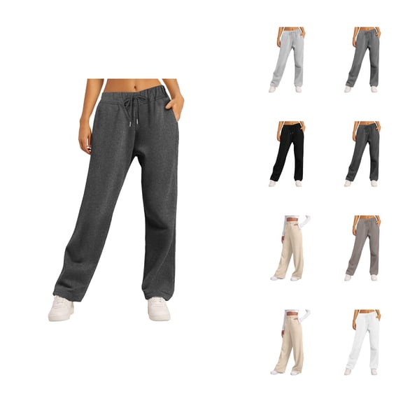 Sweatpants Women 2026 Fall Winter Trendy Elastic High Waist Drawstring Loose Wide Leg Casual Yoga Pants with Pockets