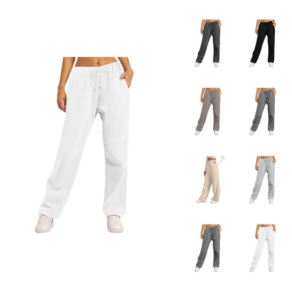 Sweatpants Women 2026 Fall Winter Trendy Elastic High Waist Drawstring Wide Leg Loose Casual Yoga Pants with Pockets