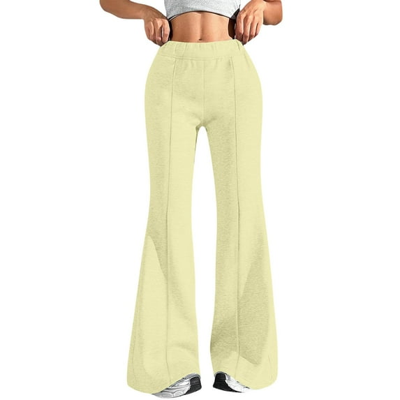 Sweatpants Women, Audhol Women Fashion Casual High Waisted Solid Color Wide Leg Sweatpants Flare Sweatpants Women Khaki L