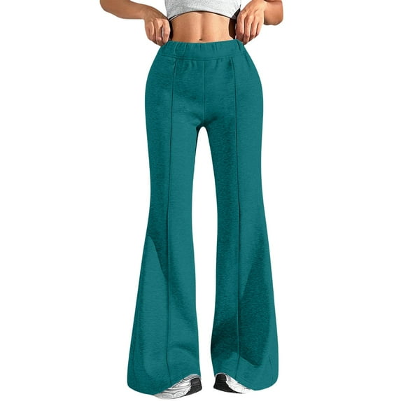 Sweatpants Women, Audhol Women Fashion Casual High Waisted Solid Color Wide Leg Sweatpants Flare Sweatpants Women Navy 3XL