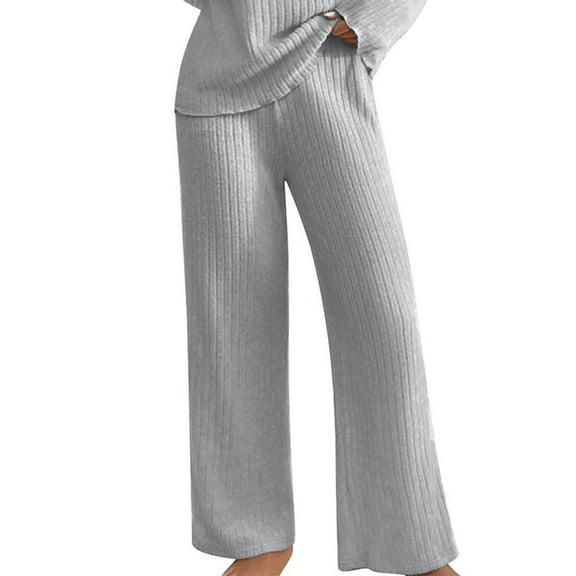 Sweatpants Women Autumn And Winter Fashion Solid Color Wide Strip Casual Pants Wide Leg Design Warm Nylon & Spandex Fabric Elastic Strap For Fit 2Xl High Pull Pants