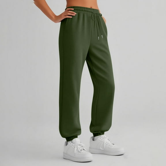 Sweatpants Women Baggy High Waisted Sweat Pants Fall Clothes Casual Joggers Y2k Aesthetic Warm Trousers with Pockets 02-Green S
