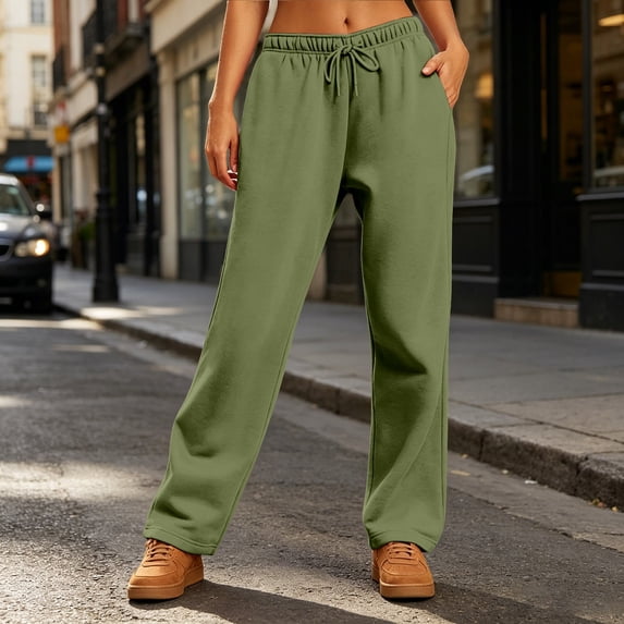 Sweatpants Women Baggy Lounge Pants with Pockets Workout Gym Active High Waisted Comfy Joggers for Women Fall Clothes 2026(Army Green,XL)