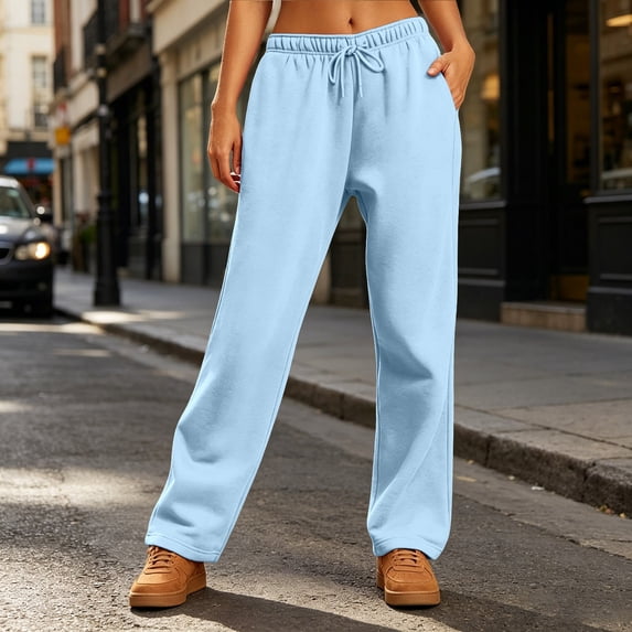 Sweatpants Women Baggy Lounge Pants with Pockets Workout Gym Active High Waisted Comfy Joggers for Women Fall Clothes 2026(Light Blue,S)
