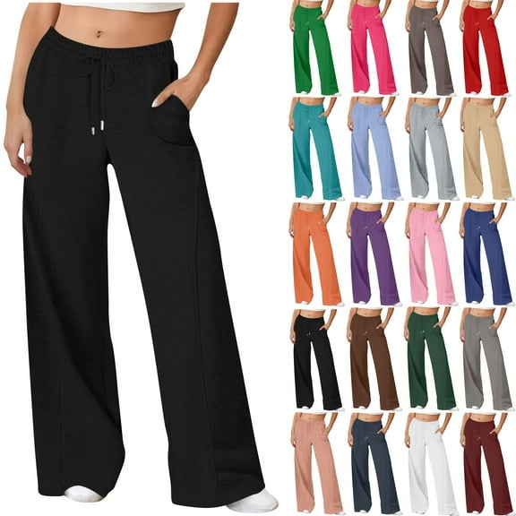 Sweatpants Women Baggy Sweatpants for Women High Waisted Soft Joggers Women with Pockets Velvet Thick Running Fitness Sports Pants Plus Size Lounge Trousers on Clearance
