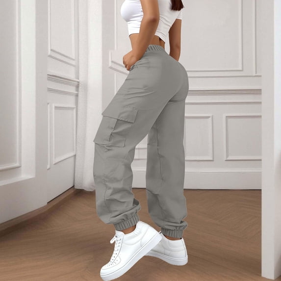 Sweatpants Women Cargo Pants for Women High Waisted Hiking Pants Baggy Stretchy Wide Leg Streetwear with 6