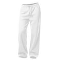 thumbnail image 1 of Sweatpants Women Casual Baggy Elastic Waisted Pants Wide Leg Gym Trousers with Pockets White L, 1 of 4