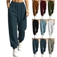 thumbnail image 1 of Sweatpants for Women Casual Solid Color Fleece Drawstring Elastic Waist Cuffed Ankles Sweatpants with Side Pockets Workout Lounge Trousers Fall Clothes 2026, 1 of 9