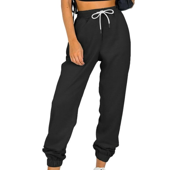 Sweatpants Women Fall Fashion Baggy Joggers Workout Lounge Comfy High Waisted Athletic Sweat Pants Black XXXL