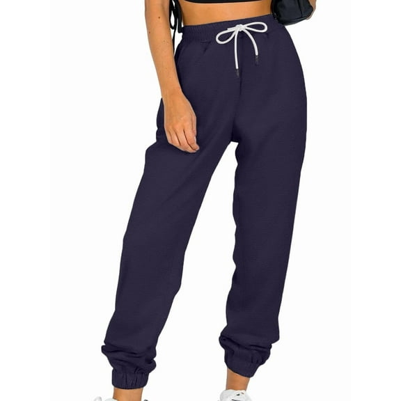 Sweatpants Women Fall Fashion Baggy Joggers Workout Lounge Comfy High Waisted Athletic Sweat Pants Dark Blue XXXL