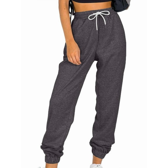 Sweatpants Women Fall Fashion Baggy Joggers Workout Lounge Comfy High Waisted Athletic Sweat Pants Dark Grey S