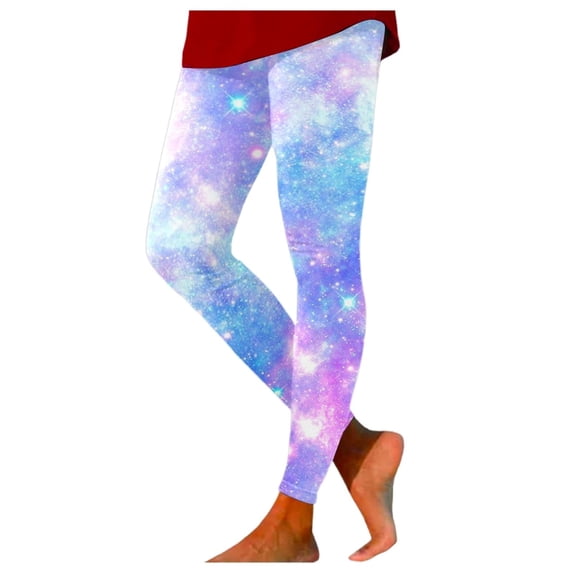 Sweatpants Women Galaxy Colorful Yoga Leggings Fancy Glitter 3D Printing Costume Pants Soft Polyester & Spandex Fabric Eye-Catching Design L Women's Pants