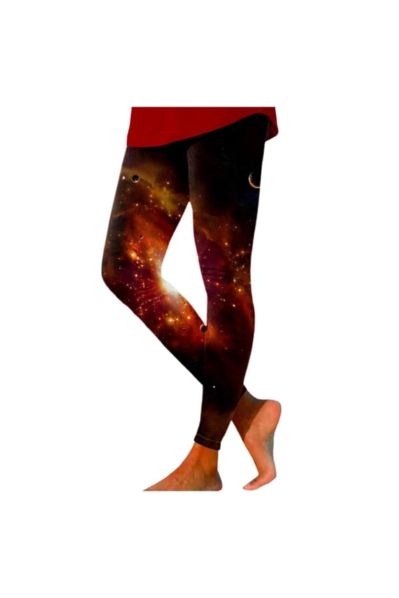 Sweatpants Women Galaxy Colorful Yoga Leggings Fancy Glitter 3D Printing Costume Pants Soft Polyester & Spandex Fabric Eye-Catching Design L Women's Pants