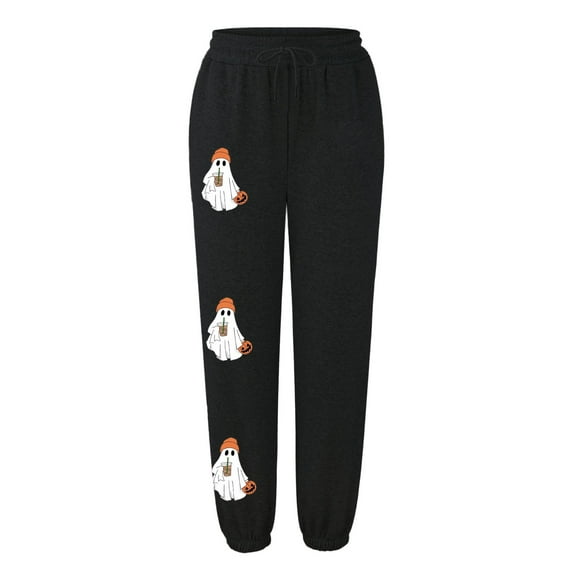 Sweatpants Women Halloween Cartoon Print Drawstring Jogger Pants Regular Fit Comfy Athleisure Trousers With Pockets Fall Pants For Women Trendy