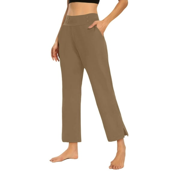 Sweatpants Women High Waisted Crop Yoga Dress Pants Summer Casual Work Slacks 4-Way Stretch Polyester & Spandex Fabric Breathable For Gym & Daily Wear M Women's Pants
