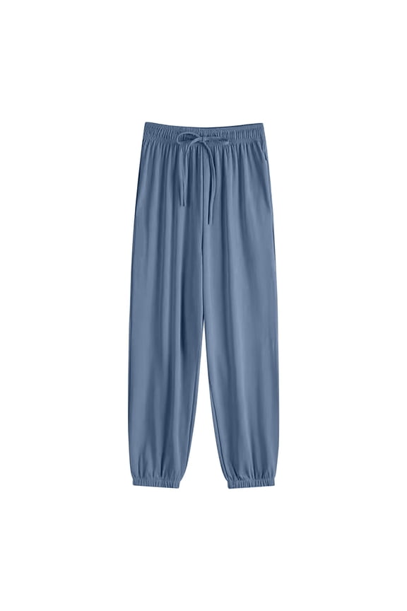 Sweatpants Women Ice Silk Sweatpants Loose Bunched Feet Summer Thin Casual Wide Leg Pants Lightweight Polyester Fabric Xl High Pull Pants