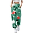 thumbnail image 1 of Sweatpants Women Plus Size Christmas Print High Elastic Waisted Straight Leg Lace up Jogger Trousers with Pockets Drawstring Athletic Track Pants, 1 of 4