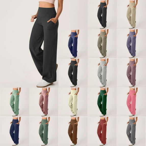 Sweatpants Women Plus Size, Women'S Long Solid Color Hip Lift Fitness High Waist Elastic Exercise Yoga Pants Women High Waisted Pants (Black,S)