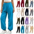 thumbnail image 1 of Sweatpants for Women with Pocket Plus Size Women's Solid Color Wide Leg Sweatpant Elastic Waisted Outdoor Joggers Casual Trousers, 1 of 7