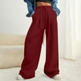 thumbnail image 1 of Sweatpants for Women with Pockets-Womens Joggers Ndbuld Wide Leg Sweatpants For Women Trendy Fashion High Waisted Drawstring Loose Long Pants With Pockets Red L, 1 of 8