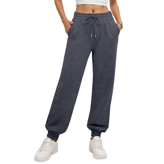 Sweatpants Women Solid Color Cinch Bottom Sweatpants Low Rise Drawstring Athletic Joggers Lounge Pants with Pockets Dark Gray XL