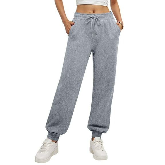 Sweatpants Women Solid Color Cinch Bottom Sweatpants Low Rise Drawstring Athletic Joggers Lounge Pants with Pockets Gray XXL
