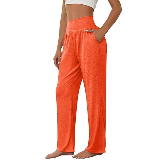 Sweatpants Women Solid Color Wide Leg Yoga Pants Comfortable Loose High Waist Casual Sports Jogging Pants Polyester Spandex & Cotton Blend S High Pull Pants