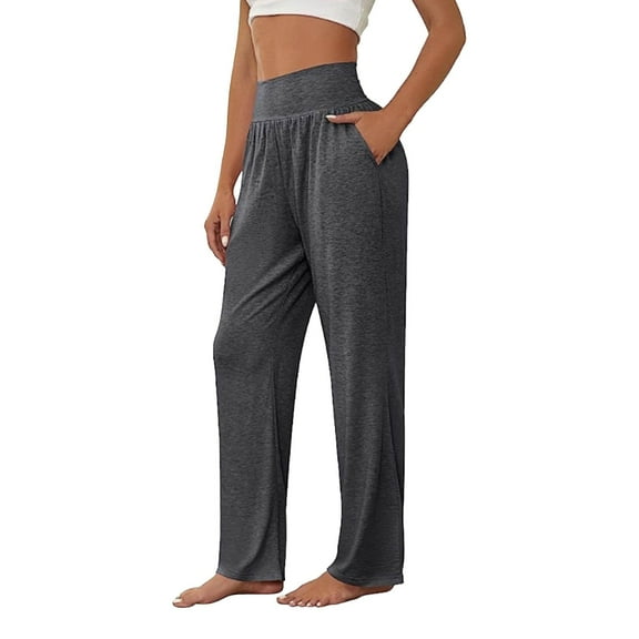 Sweatpants Women Solid Color Wide Leg Yoga Pants Comfortable Loose High Waist Casual Sports Jogging Pants Polyester Spandex & Cotton Blend S High Pull Pants