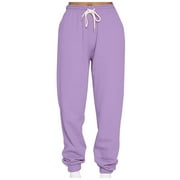 Sweatpants Women Women Sports Joggers Trousers Inner Plush Thickened High Elastic Waist Loose Sweatpants Solid Color Warm Bottoms Winter Wear Christmas Clearance