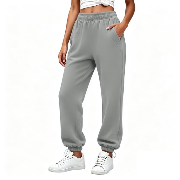 Sweatpants for Women Trendy Elastic Waist Cinch Bottom Lightweight Joggers Baggy Fit Jogger Pants,Adjustable Ankle Drawstring,Straight Leg Loose Trackpants,Fall Winter Casual Trousers with Pockets