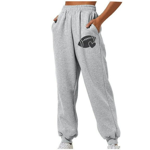 Sweatpants Women Trendy Print Elastic High Waist Casual Loose Sporty Gym Athletic Jogger Baggy Pants with Pockets,Gray 3,S