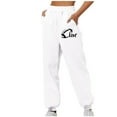 thumbnail image 1 of Sweatpants Women Trendy Print Elastic High Waist Casual Loose Sporty Gym Athletic Jogger Baggy Pants with Pockets,White 1,M, 1 of 2